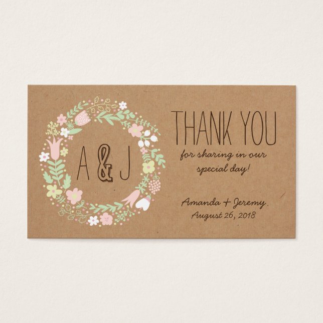 Boho Pastel Floral Wreath Rustic Wedding (Front)