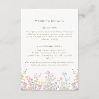 Boho Pastel flowers Elegant Calligraphy Wedding E Enclosure Card