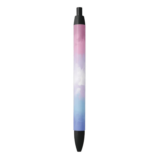 Boho Pastel Fluffy Abstract Bigender Pride Flag Black Ink Pen (Front Vertical)