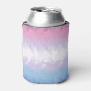 Boho Pastel Fluffy Abstract Bigender Pride Flag Can Cooler