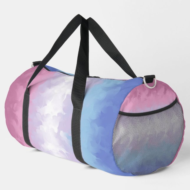 Boho Pastel Fluffy Abstract Bigender Pride Flag Duffle Bag (Right Corner)