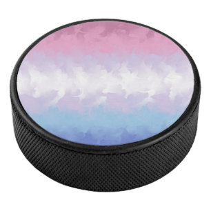 Boho Pastel Fluffy Abstract Bigender Pride Flag Hockey Puck