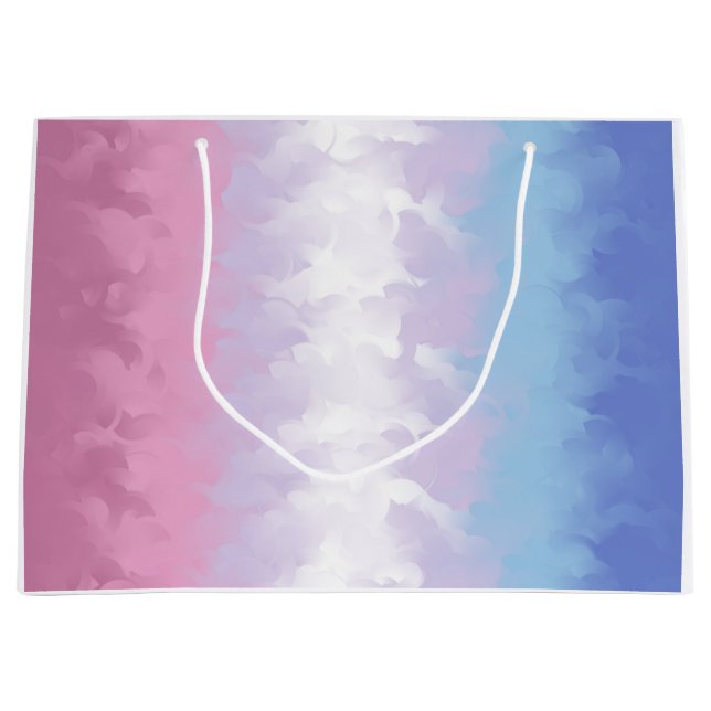 Boho Pastel Fluffy Abstract Bigender Pride Flag Large Gift Bag (Front)