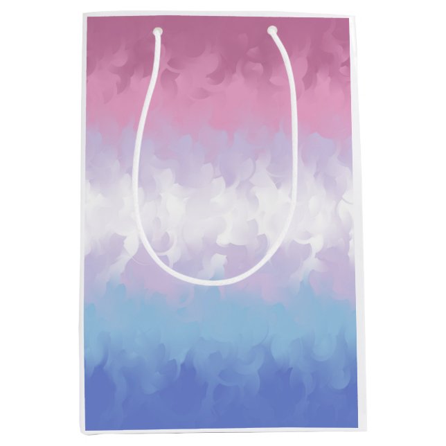 Boho Pastel Fluffy Abstract Bigender Pride Flag Medium Gift Bag (Front)