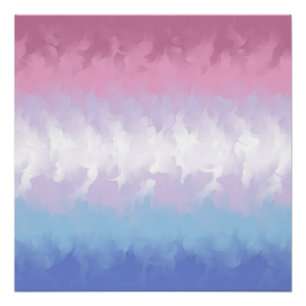 Boho Pastel Fluffy Abstract Bigender Pride Flag Poster