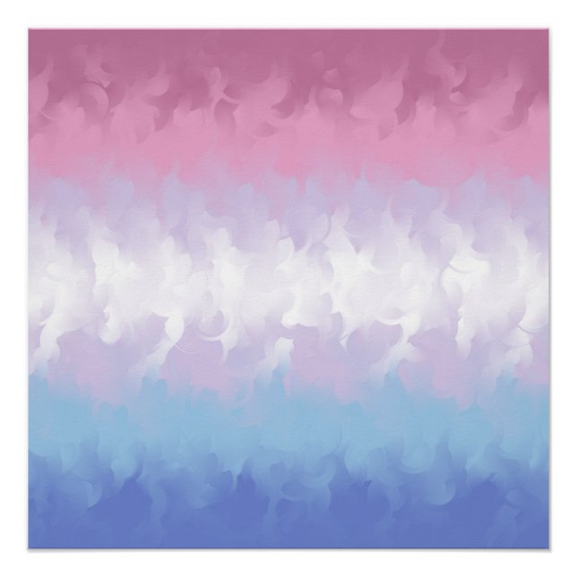 Boho Pastel Fluffy Abstract Bigender Pride Flag Poster (Front)