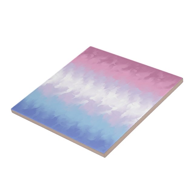 Boho Pastel Fluffy Abstract Bigender Pride Flag Tile (Side)