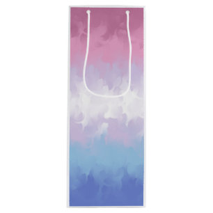 Boho Pastel Fluffy Abstract Bigender Pride Flag Wine Gift Bag