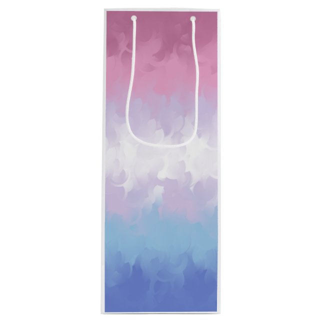 Boho Pastel Fluffy Abstract Bigender Pride Flag Wine Gift Bag (Front)