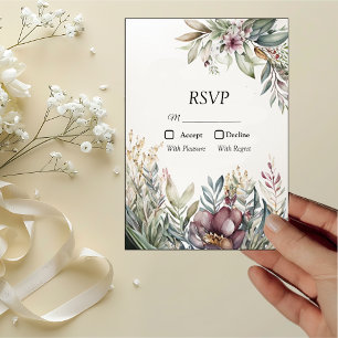 BOHO Pastel Garden Colours Wedding RSVP Card