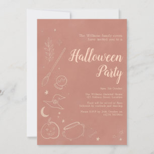 Boho pastel Halloween witchy halloween invitation