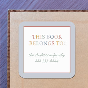 Boho Pastel Homeschool Book Plates Square Sticker