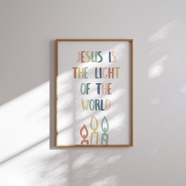 Boho pastel Jesus is the light of the world poster (Creator Uploaded)
