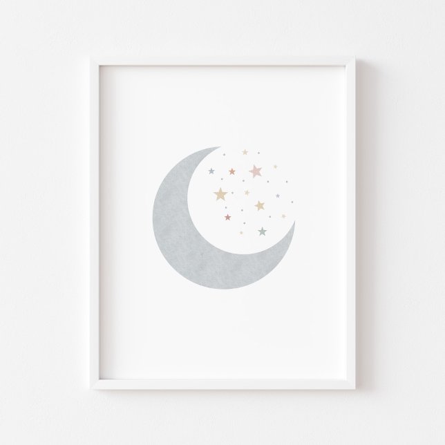 Boho pastel moon and stars blue print (Creator Uploaded)
