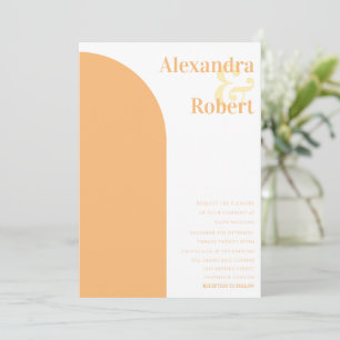 Boho Pastel Orange Yellow Minimalist Arch Modern Invitation