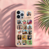 Boho Pastel Peace 16 Photo Collage & Monogram