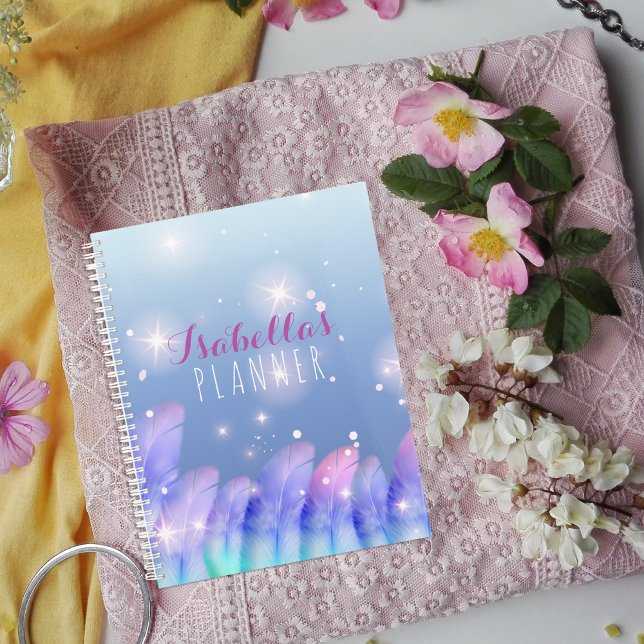 Boho Pastel Purple Pink Feathers Sparkles And Name Planner (Creator Uploaded)