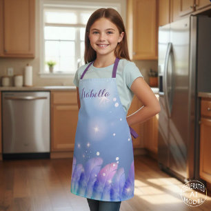 Boho Pastel Purple Pink Feathers Sparkles Custom Apron