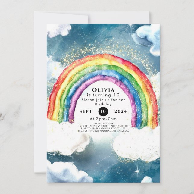 Boho Pastel Rainbow Birthday  Invitation (Front)