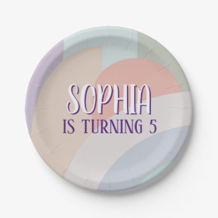 Boho Pastel Rainbow Birthday Paper Plate