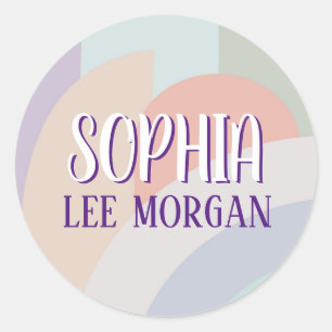 Boho Pastel Rainbow Classic Round Sticker