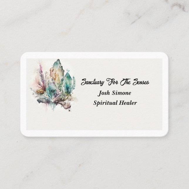 Boho Pastel Rainbow Crystal  Business Card (Front)