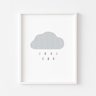 Boho pastel rainbow drop cloud print