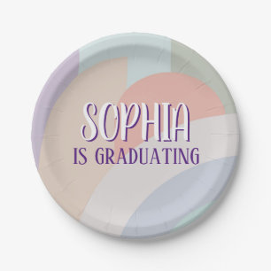 Boho Pastel Rainbow Graduation Paper Plate