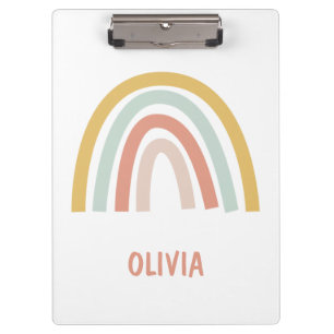 Boho Pastel Rainbow Personalised Clipboard
