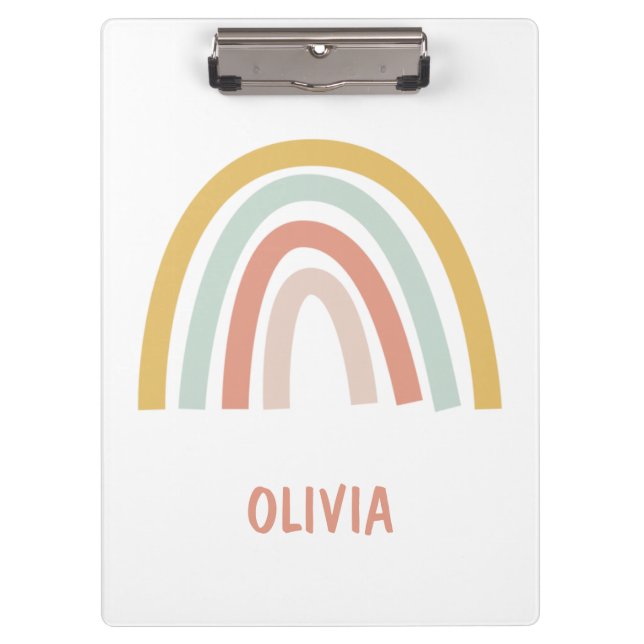 Boho Pastel Rainbow Personalised Clipboard (Front)