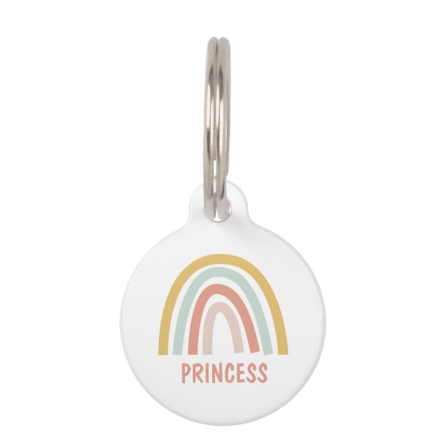 Boho Pastel Rainbow Personalised Pet Tag (Front)