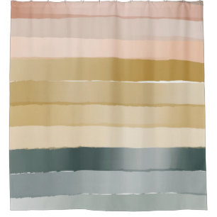 Boho Pastel Striped Gradient Minimalist Watercolor Shower Curtain