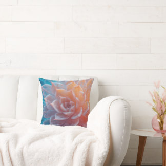 Boho Pastel Succulent Pillow – Sugar-Glazed Petals