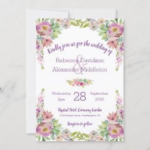 Boho Pastel Watercolor Floral Wedding Invitation