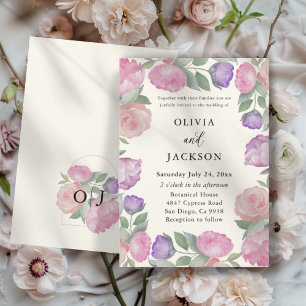 Boho Pastel Watercolor Florals Wedding Invitation