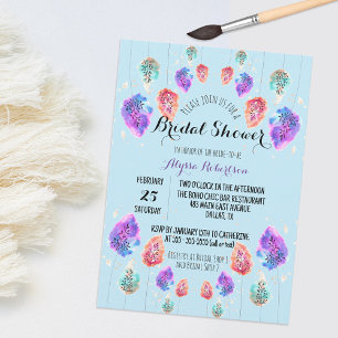 Boho Pastel Watercolor Foliage Bridal Shower Invitation