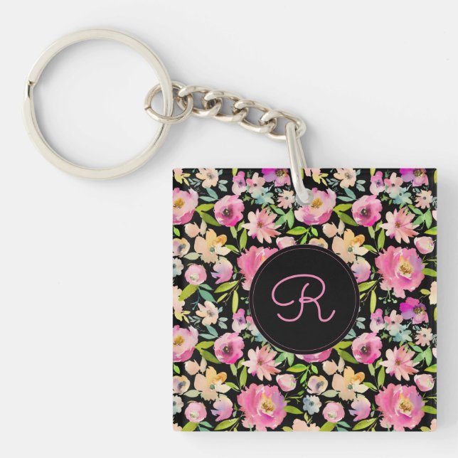 Boho Pastel Watercolor Key Ring (Front)