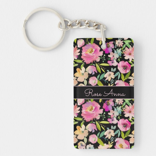 Boho Pastel Watercolor Key Ring (Front)