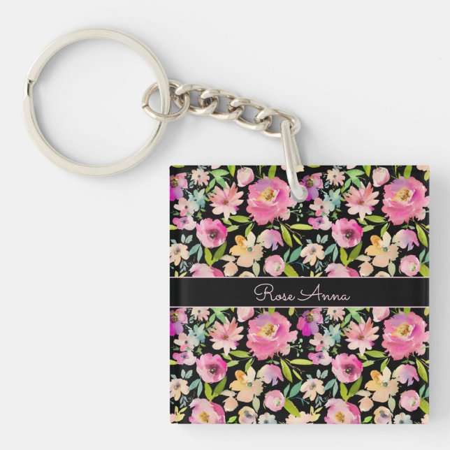 Boho Pastel Watercolor Key Ring (Front)