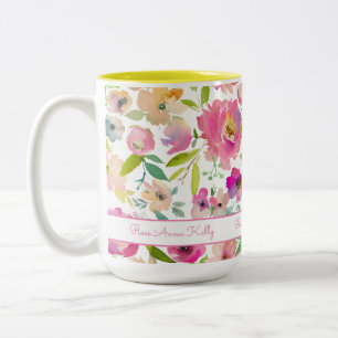Boho Pastel Watercolor Two-Tone Coffee Mug