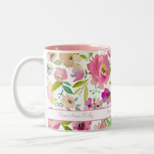 Boho Pastel Watercolor Two-Tone Coffee Mug