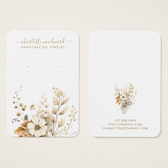 Boho Pastel Watercolor Wildflowers Display Cards (Front & Back)