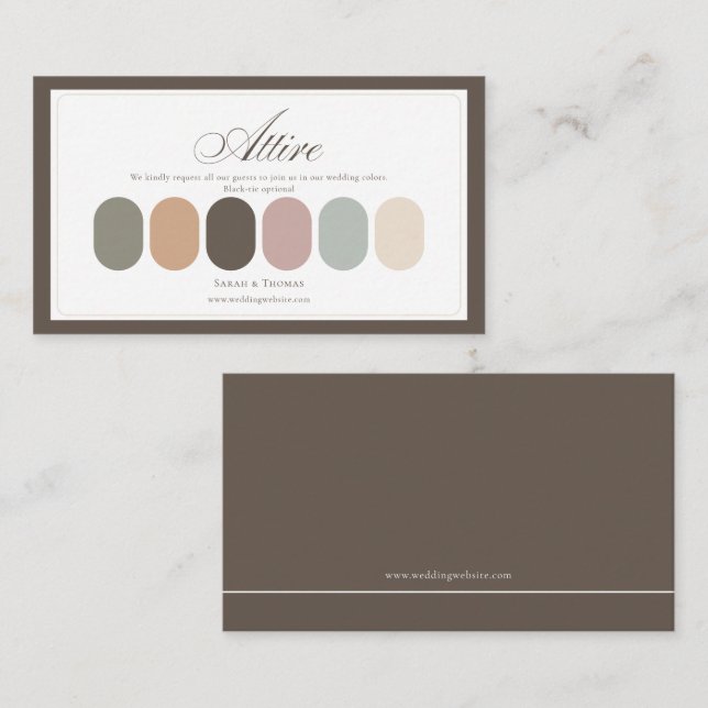Boho Pastel Wedding Attire Colour Palette Enclosure Card (Front/Back)