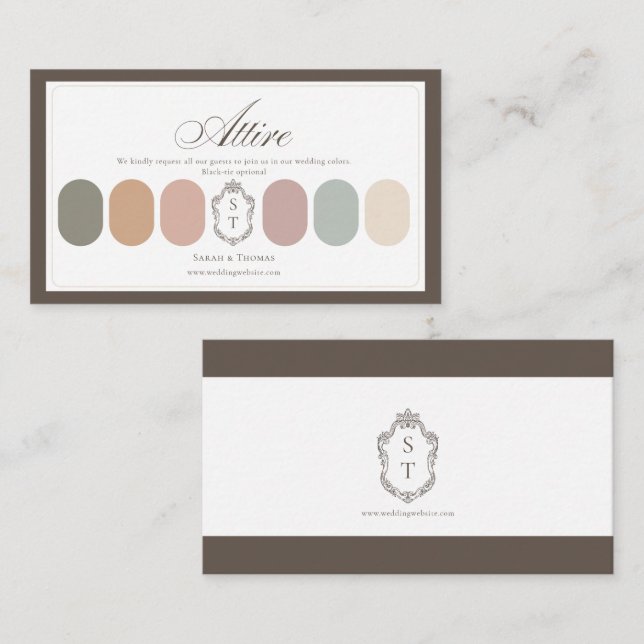 Boho Pastel Wedding Attire Colour Palette Enclosure Card (Front/Back)