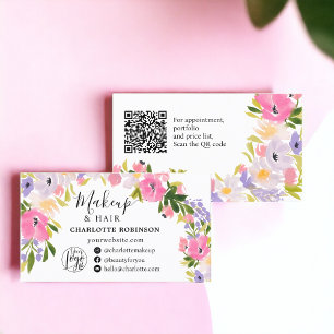Boho pastel wild flowers pastel floral makeup hair business card