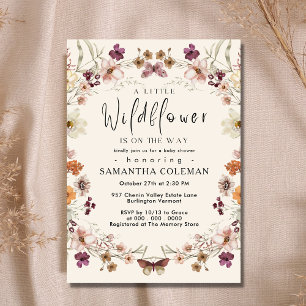 Boho Pastel Wildflower Cute Modern Baby Shower Invitation
