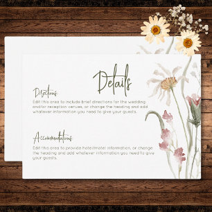 Boho Pastel Wildflowers Modern Floral Details Enclosure Card