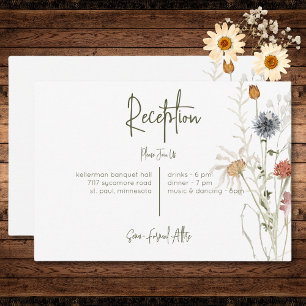 Boho Pastel Wildflowers Modern Floral Reception Enclosure Card