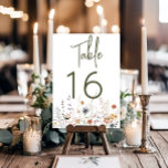 Boho Pastel Wildflowers Modern Floral Wedding Table Number<br><div class="desc">Announce your wedding with a touch of understated elegance. Our watercolor wedding table card number features a delicate bouquet of wildflowers, hand-painted in soft pastel hues. Imagine a gentle assortment of creamy yellow, pale blue, soft pink, calming lavender, and refreshing green, capturing the essence of a casual yet elegant gathering....</div>