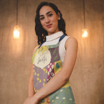 Boho Patchwork Quilt and Heart Shape Personalised<br><div class="desc">This pretty apron is ready to be personalised with a name. This apron has a illustrated design with the look of a colourful boho style patchwork quilt. A cream coloured heart shaped graphic with faux stitching accents is ready to be personalised with a name in navy blue script or cursive...</div>